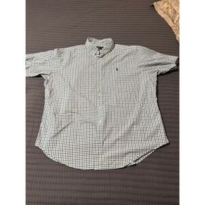 Ralph Lauren Mens XL Classic Fit Short Sleeve Button Down Shirt Green Blue Check
